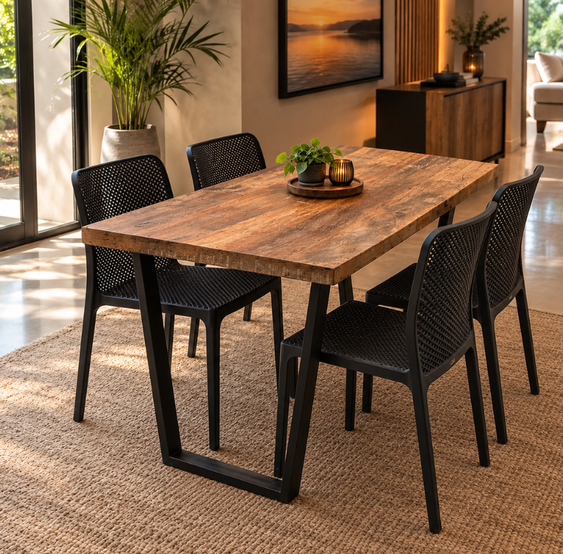 MESA JANTAR BASE FERRO V TAMPO CANAFISTULA 1,40 X 0,80 - DE 2.229,00 POR 1.497,00 OU 12X DE 149,70 - SKU 126458_126318